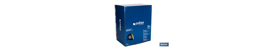 Expositor para flexómetros con protección de goma de Cofan | Incluyen los flexómetros | Varias medidas y capacidades