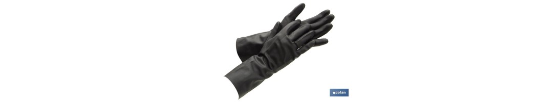 Guantes de neopreno negros | Ideales para el contacto con ácidos y detergentes | Perfectos para metalurgia y mecánica