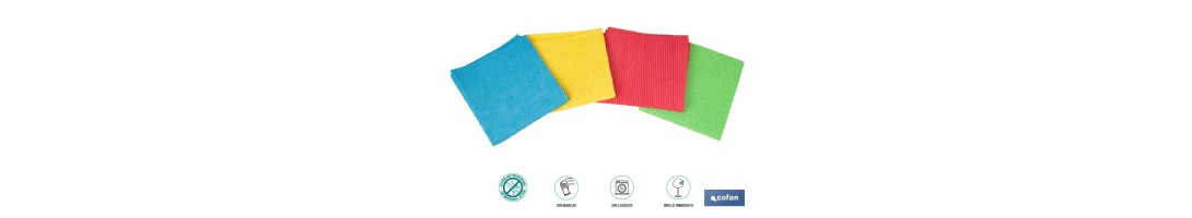 Pack de 4 bayetas de microfibra antibacterianas | Alta calidad y versatilidad | Máxima absorción | Medidas: 38 x 35 cm