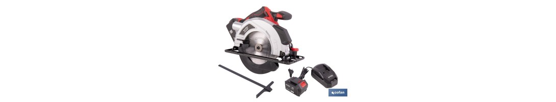 Sierra circular a batería 20 V con motor brushless | Disco de corte de Ø185 mm | 3650 rpm | Corte de profundidad hasta 50 mm | 