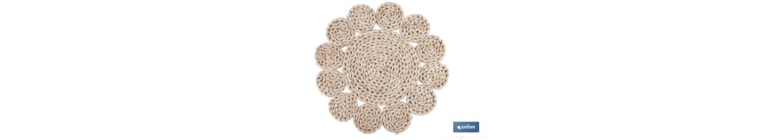 Bajoplatos con formas circulares | Packs de 6 salvamanteles individuales | Material: fibra natural | Diámetro: 35 cm | Decoraci