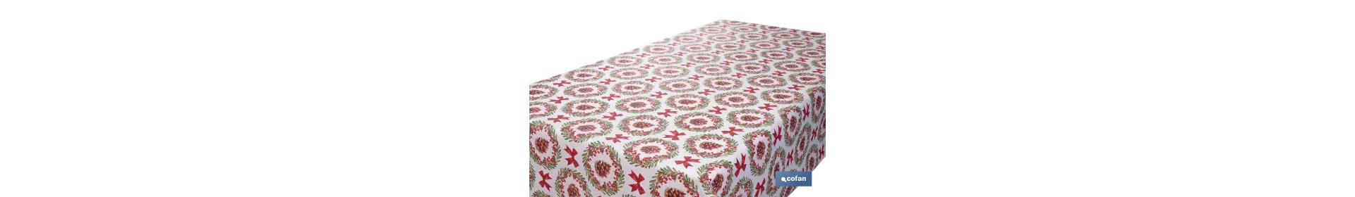 Rollo de Mantel Resinado Antimanchas con Lazos y Piñas | Materiales
