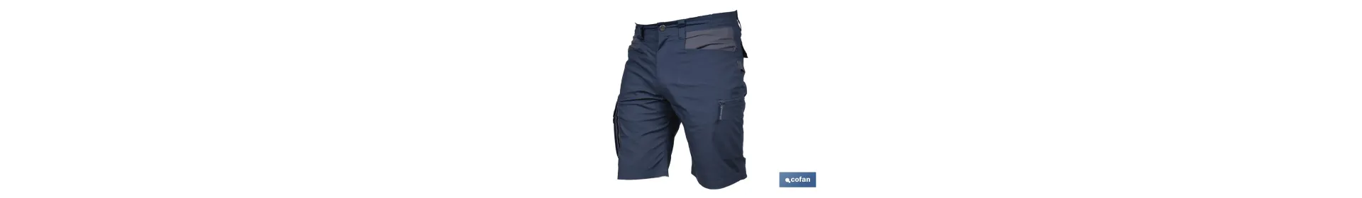 Bermudas de Trabajo Modelo Tyr en Azul Marino y Gris | Elásticas