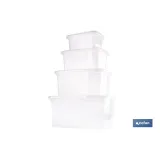 Pack de 4 cajas de almacenaje transparentes con tapa | Capacidades de 4, 8, 15 y 26 litros