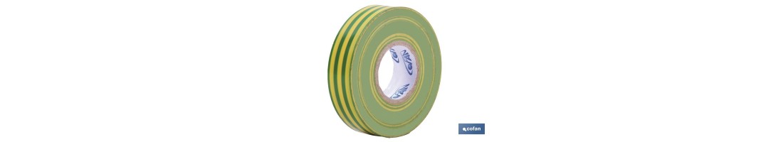 Cinta Aislante 180 Micras | Color amarillo/verde | Resistente al voltaje, al calor y a diferentes ácidos y alcalinos