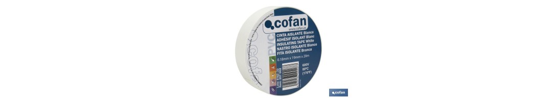 Cinta aislante 180 micras | Color: blanco | Resistente al voltaje, al calor y a diferentes ácidos y alcalinos