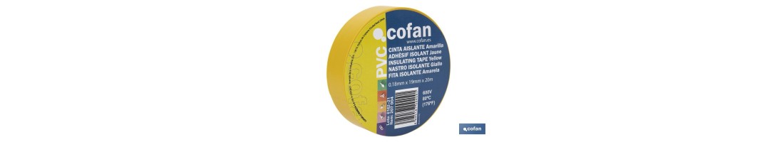 Cinta Aislante 180 Micras | Color amarillo | Resistente al voltaje, al calor y a diferentes ácidos y alcalinos