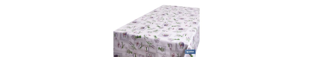 Rollo de hule con estampado de lavanda | Impermeable | Protección y estilo para la mesa