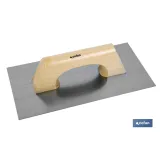 Paleta modelo llana rectangular | Longitud: 300 x 150 x 0,7 mm | Para la construcción | Mango de madera
