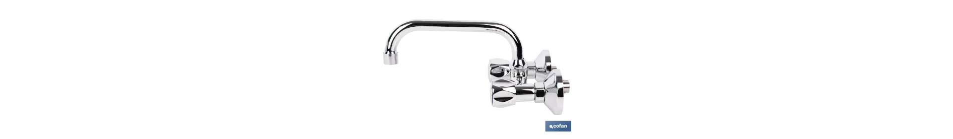 Grifo mezclador de pared con acabado cromado | Adecuado para cocina y lavadero | Disponible en diferentes distancias entre ejes