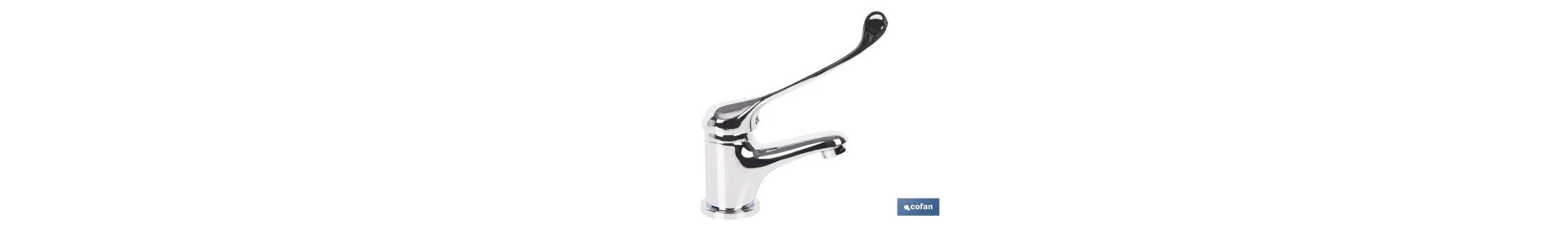 Grifo de lavabo con maneta higiénica larga | Grifo monomando con acabado cromado | Adecuado para hostelería y centros sanitario