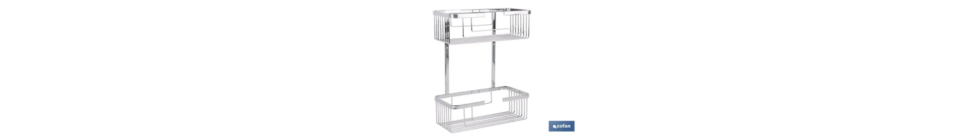 Cesta de ducha doble para baño | Organizador daño con fijación a pared | Disponible en 2 acabados