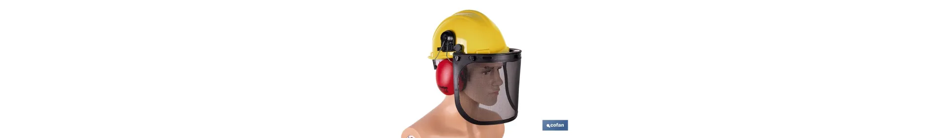 Kit forestal 4 en 1: casco rojo con protección de rostro y oídos. Protección triple certificada.