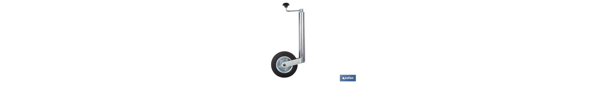 Rueda Jockey de remolque 48 mm | Caucho sólido 200 x 50 mm y acero galvanizado con altura regulable