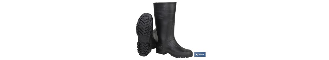 Botas de agua altas | Material: PVC | Color: negro | Protección reforzada | Disponible desde la talla 36 hasta la 48
