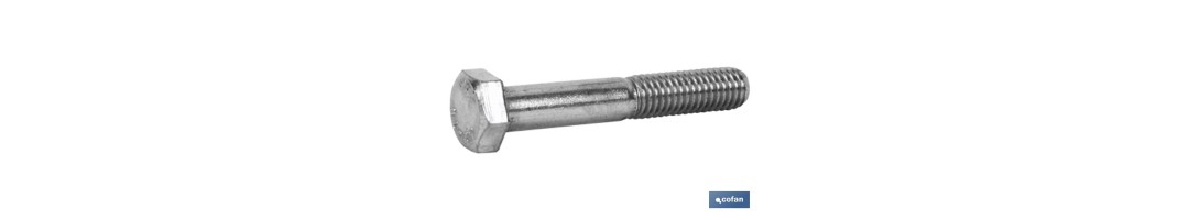 Tornillo con cabeza hexagonal DIN-931 | Clase 8.8 acabado Zincado | Medidas desde M-5 hasta M-24