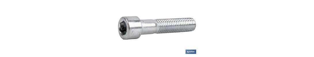 Tornillo Allen DIN 912 | Cabeza cilindrica con hexágono | Clase 8.8 zincado | Medidas desde M-4 hasta M-12