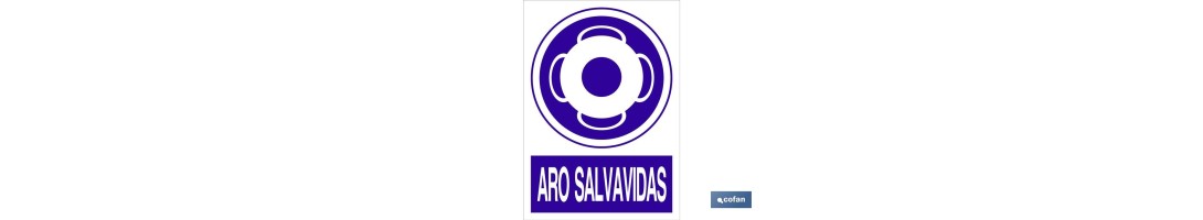 Aro salvavidas | Señal de obligación | Texto + Pictograma | Material: Polipropileno