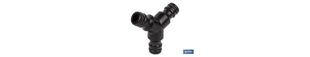 Conector triple en forma \"Y\" para mangueras de jardín | Rosca macho para empalmes | Ideal para jardinería y agricultura