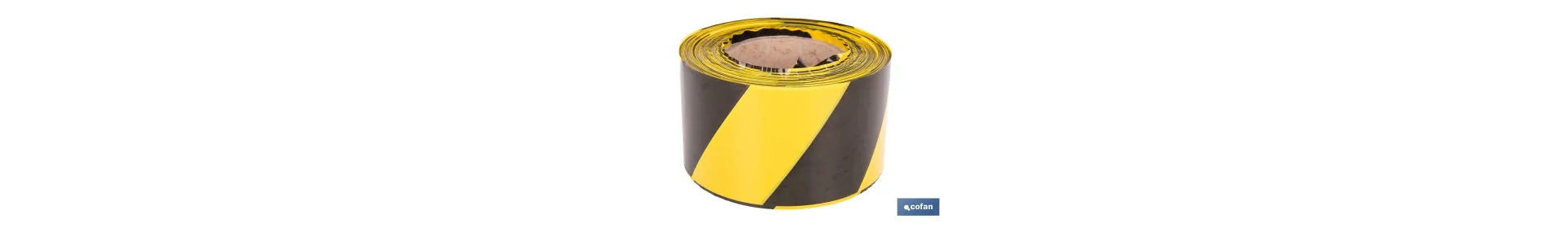 Cinta de balizamiento no adhesiva | Color amarillo/negro | Medidas: 50 y 80 mm | Longitud 100 y 200 metros | Galga 200
