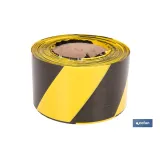 Cinta de balizamiento no adhesiva | Color amarillo/negro | Medidas: 50 y 80 mm | Longitud 100 y 200 metros | Galga 200