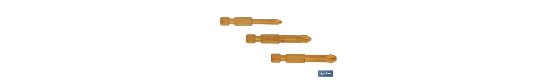 Kit de puntas de Titanio para atornillar | Contenido 3 puntas Pozi drive de 50 mm | Modelo 1/4 PZ