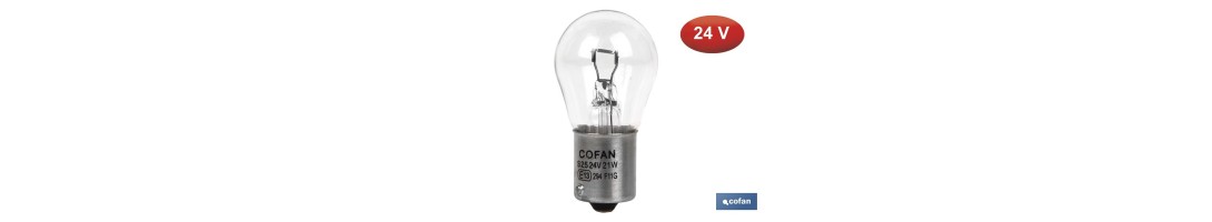 Lámpara de 1 porlo P21 W (BA15s) 24 V