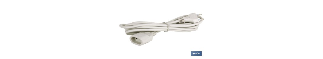 Prolongador de cable bipolar | Apto para enchufe de tipo espiga | Cable de 3 y 5 metros color blanco