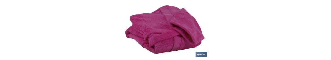 Albornoz en | Color Fucsia | Modelo Primavera | 100% Algodón | Gramaje 500g/m² | Varias Tallas