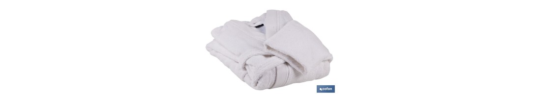 Albornoz Color blanco | 100% algodón | Gramaje 500g/m² | Varias Tallas