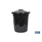 Cubo de basura con tapa en color Negro con capacidad de 51 litros | Con asas de cierre metálicas incorporadas