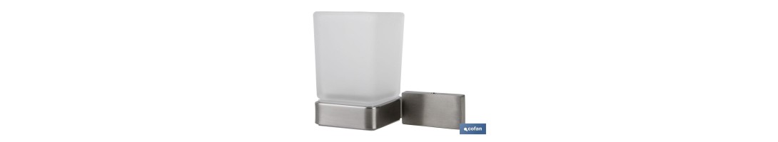 Portavasos en acero inoxidable 304 satinado | Medida: 14,8 x 9,2 x 9,8 cm