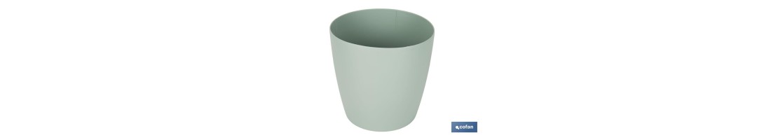 Maceta de polipropileno redonda en color verde agua | Especial para plantas y flores | Perfecta para colocar en exterior o en i