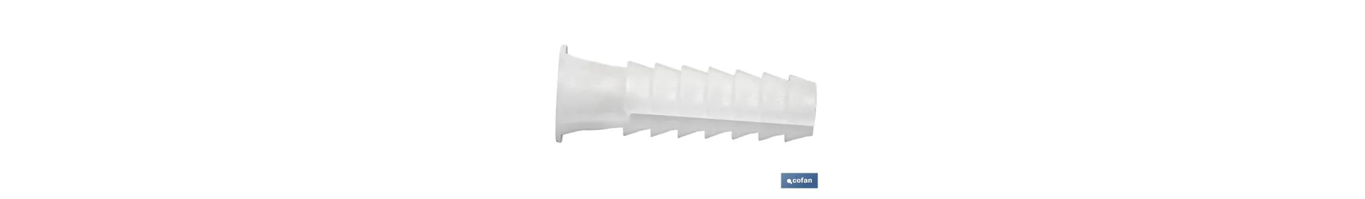 Taco de LDPE blanco estriado | En bolsitas de 100 unidades | Ideal para huecos y macizos | Medidas desde Ø 5 hasta 12 mm