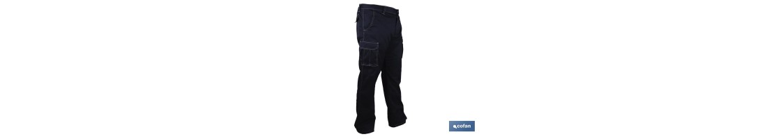 Pantalón de Trabajo Elástico Tipo Denim | Tallas de la 38 a la 64 | Color Azul Marino