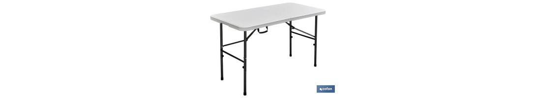 Mesa Plegable Rectangular | Color: Blanco | Medidas desplegada: 122 x 60 x 74 cm