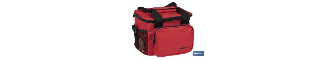 Nevera portátil porta alimentos | Bolsa isotérmica | Correa ajustable | Color: rojo | Medidas: 23 x 17 x 18 cm