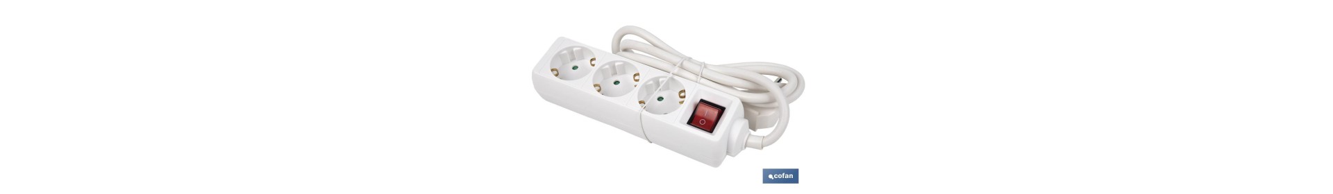 Base múltiple bipolar de 3 tomas para enchufes | Cable de 1,4 m | Interruptor de encendido