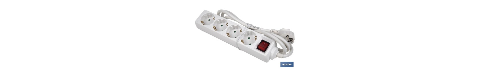 Base múltiple bipolar de 4 tomas para enchufes | Cable de 1,4 m | Interruptor de encendido