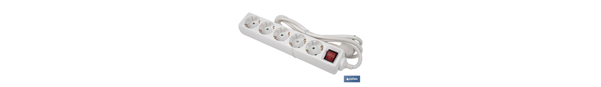 Base múltiple bipolar de 5 tomas para enchufes | Cable de 1,4 m | Interruptor de encendido