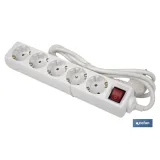Base múltiple bipolar de 5 tomas para enchufes | Cable de 1,4 m | Interruptor de encendido