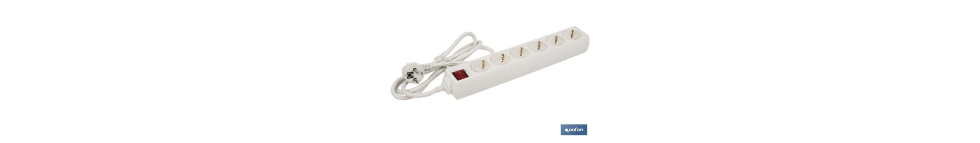 Base múltiple bipolar de 6 tomas para enchufes | Cable de 1,4 m | Interruptor de encendido