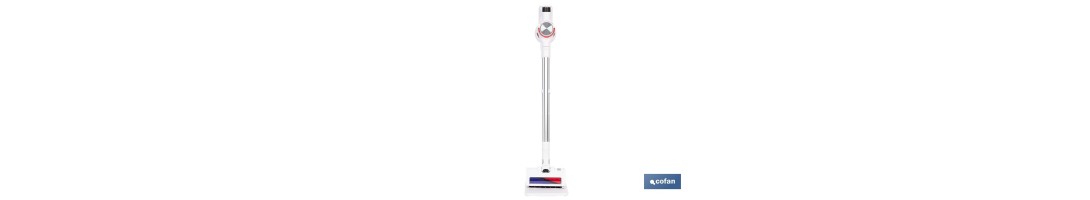 Aspiradora sin cable con base de carga | Potencia de succión: 180 AW | Potencia ciclónica: 32 kPa | 4 velocidades | Filtro HEPA