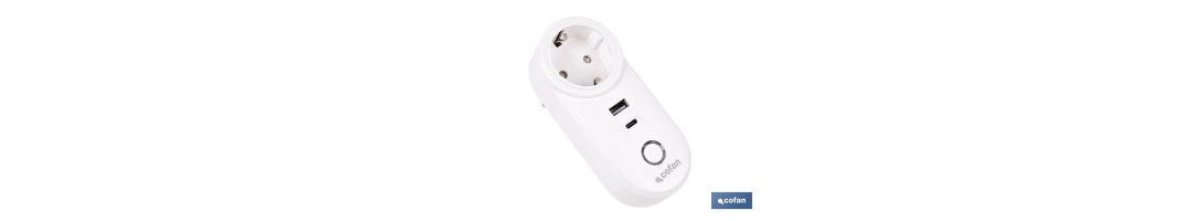 Enchufe inteligente con USB y tipo C | Conexión WiFi y Bluetooth | Aplicación: Smart Life o Tuya | Compatible con Alexa y Googl