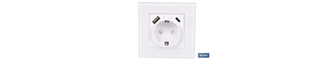 Base de enchufe inteligente con USB y tipo C | Conexión WiFi y Bluetooth | Aplicación: Smart Life o Tuya | Compatible con Alexa