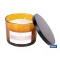 Vela aromática Cookie de 3 mechas | Cera de soja | Aroma a canela napolitana | Vaso de vidrio ámbar decorativo | Duración de co