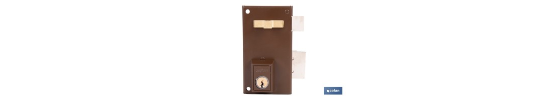 Cerradura de sobreponer de derecha | Adaptable al modelo 56A | Cilindro de Ø25 mm | Incluye 3 llaves | Disponible en dos medida