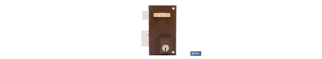 Cerradura de sobreponer de izquierda | Adaptable al modelo 56A | Cilindro de Ø25 mm | Incluye 3 llaves | Disponible en dos medi