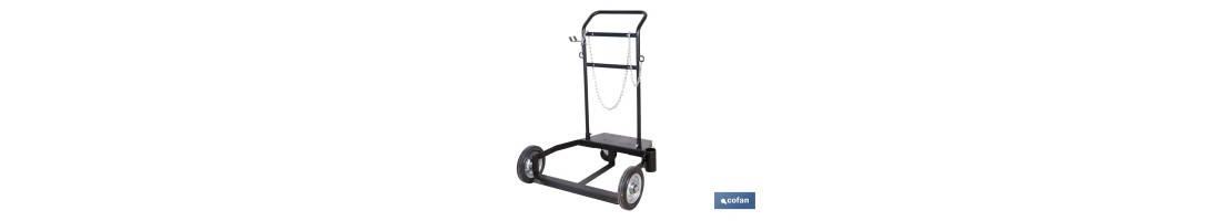 Carro portabidones de acero con ruedas antipinchazo | Cadena de seguridad | Alta resistencia y maniobrabilidad | Adecuado para