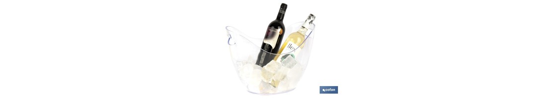 Cubitera transparente para mantener fría la bebida | Capacidad: 8 litros | Para fiestas, eventos y restauración